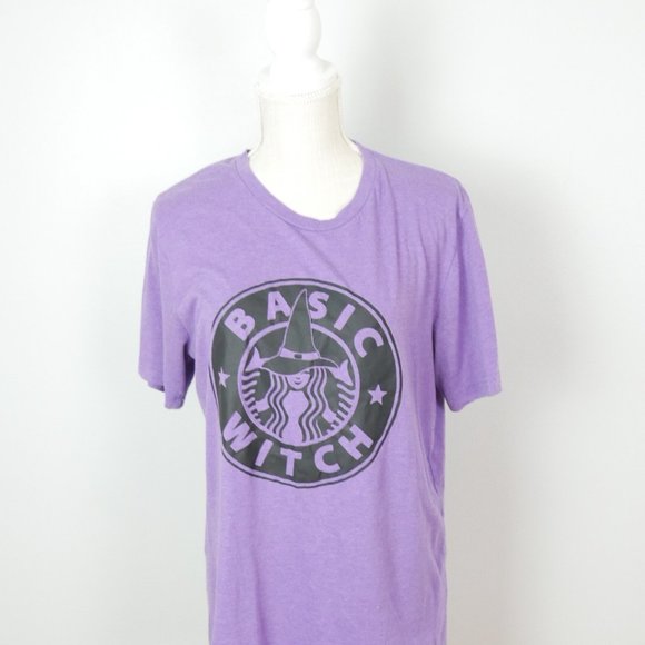 Boutique Canvas Purple Basic Witch Starbucks Coffee Graphic Tee Large - Picture 9 of 10